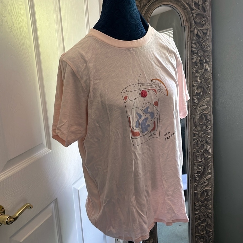 J Crew peach-pink old fashioned cocktail t shirt